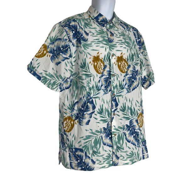 Cubavera Hawaiian Shirt Mens M Pineapple Floral Tiki Aloha Vacation Leaves - Picture 4 of 11